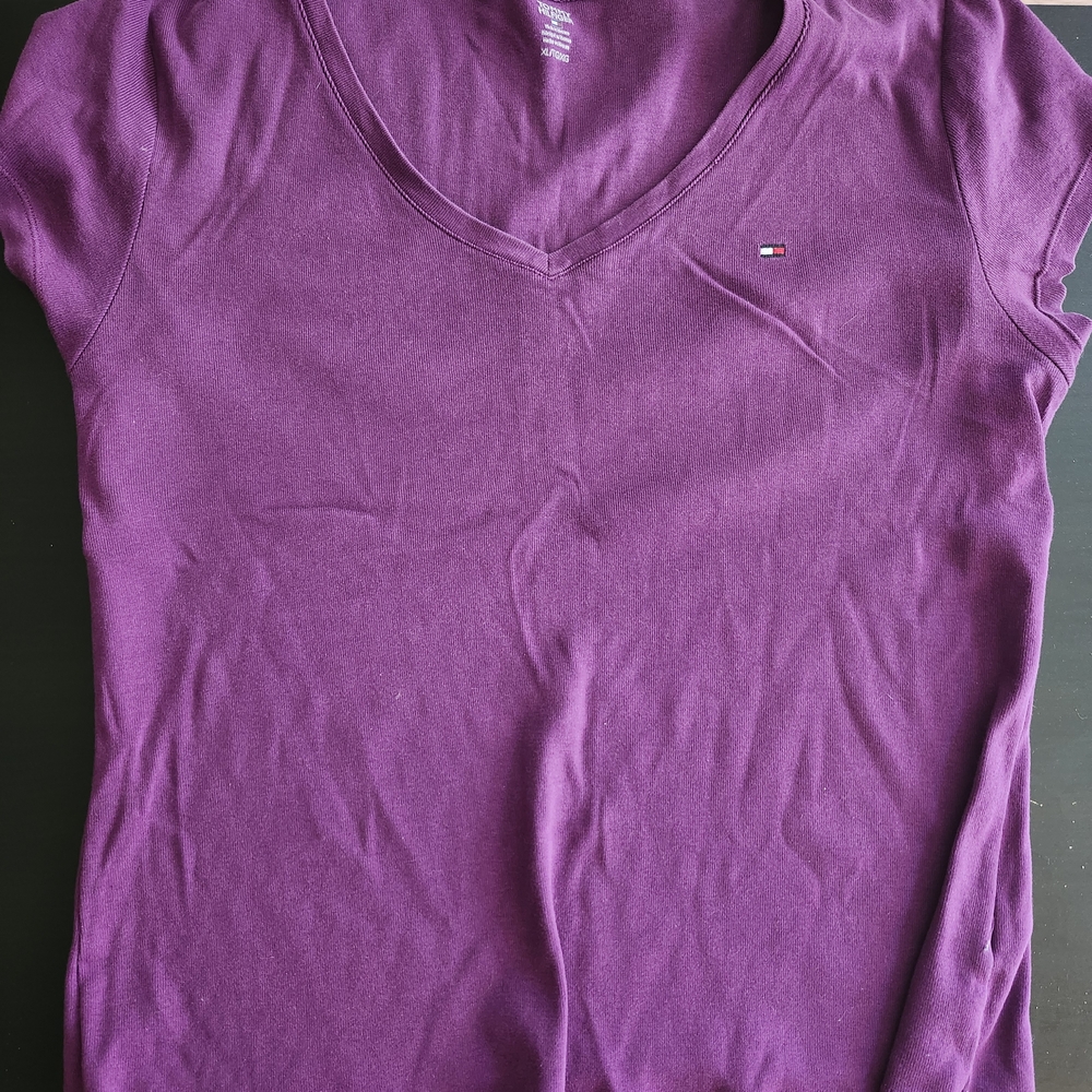 Tommy Hilfiger V-Neck Purple Tee